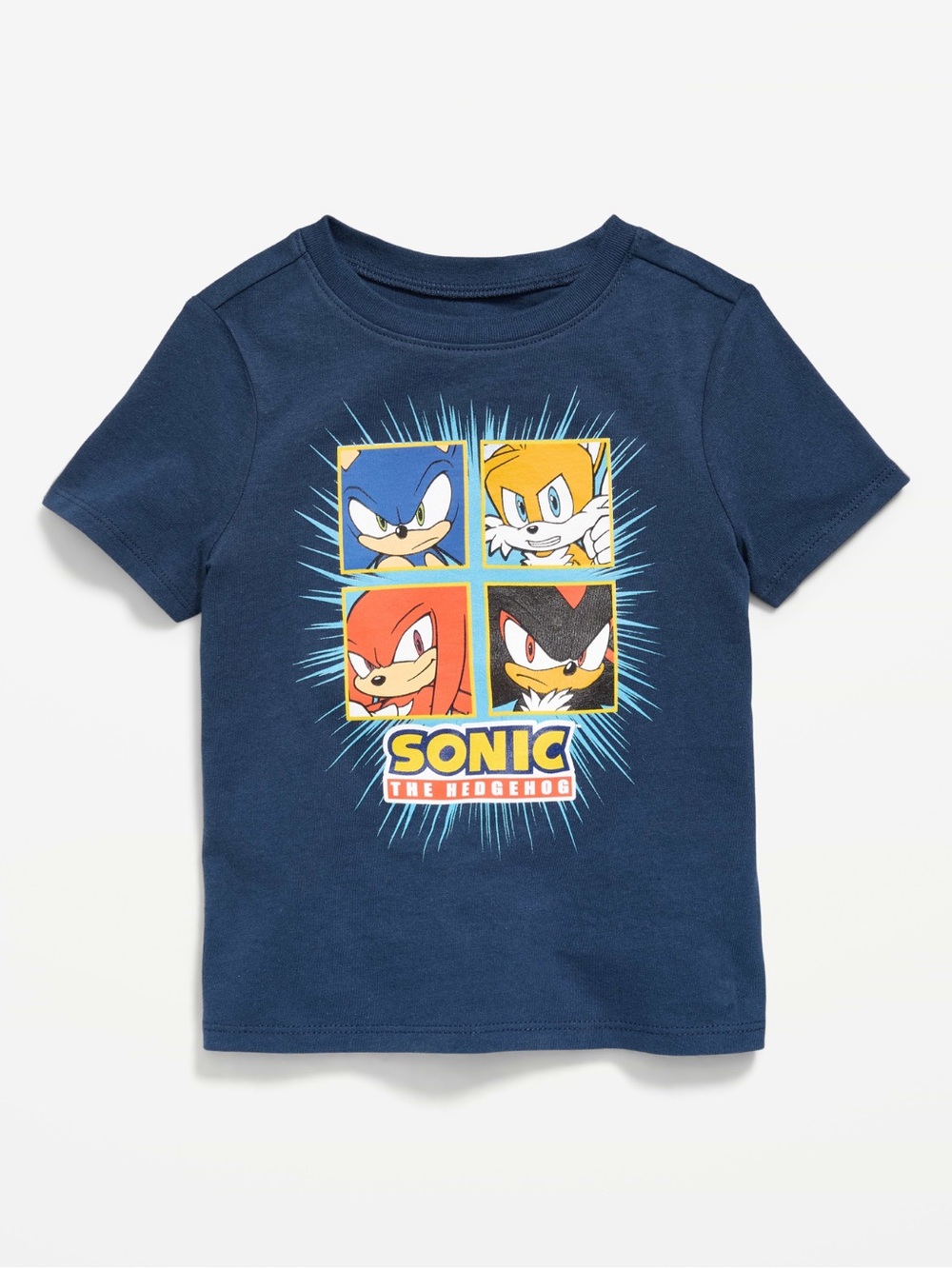 Old Navy Sonic & Tails Short Sleeve Tee - Navy Blue, Orange, Yellow
